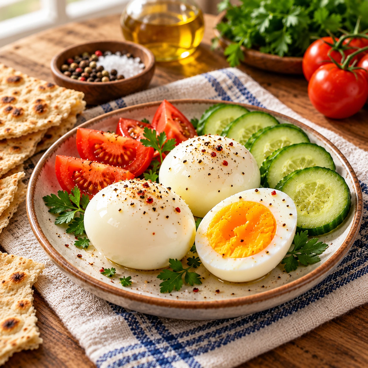 تخم مرغ آب پز ۳ عددی